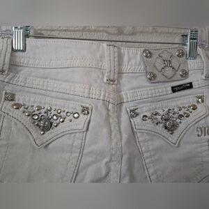 Miss Me White Jeans with Silver Embellishments